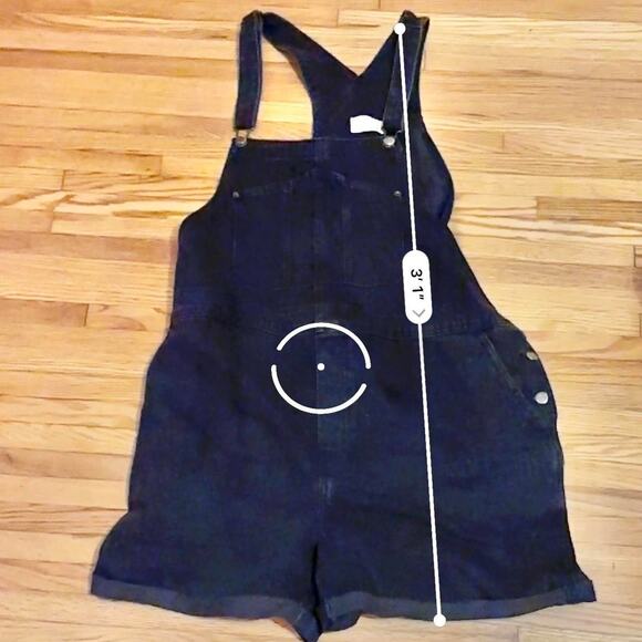 Plus size Old Navy black denim shorts overalls jumpsuit / romper Size 3XL - Picture 6 of 8